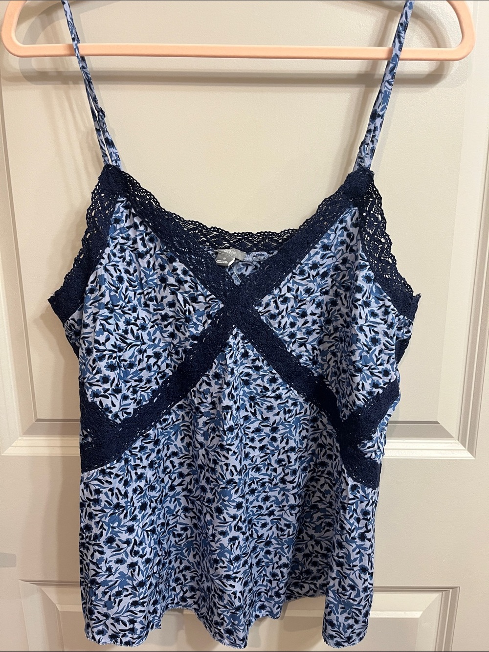 aerie Blue Floral Lace-Trim Camisole
